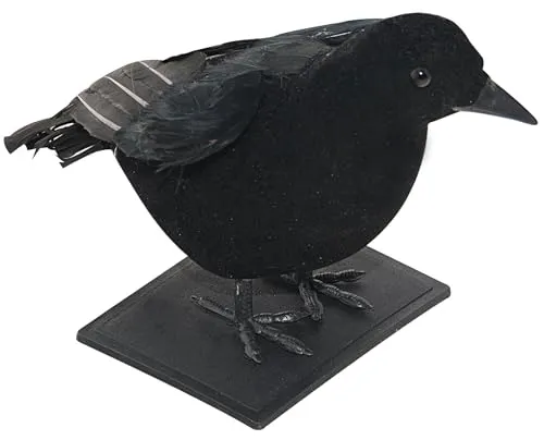 P'tit Clown corvo nero con piume 17 cm decorazione