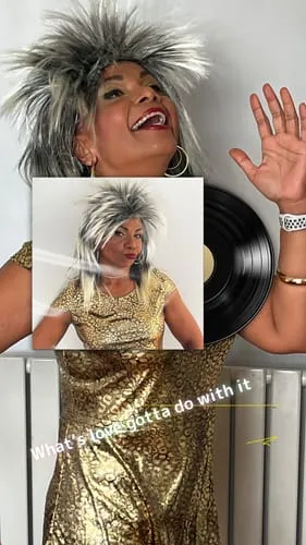 Smiffys Rock Diva parrucca nera mullet anni 80