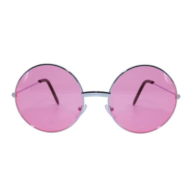 P'tit Clown Hippie occhiali tondi rosa metallizzati adulti