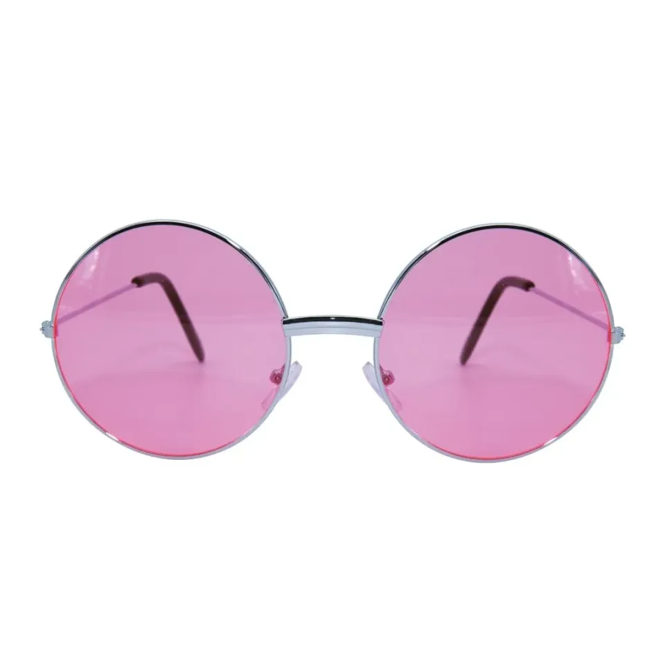 P'tit Clown Hippie occhiali tondi rosa metallizzati adulti
