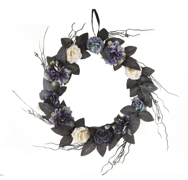 P'tit Clown re22984 corona Halloween fiori e teschi 40 cm