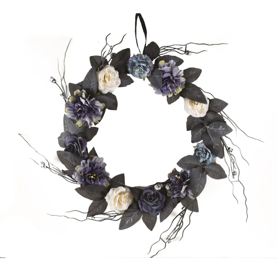 P'tit Clown re22984 corona Halloween fiori e teschi 40 cm