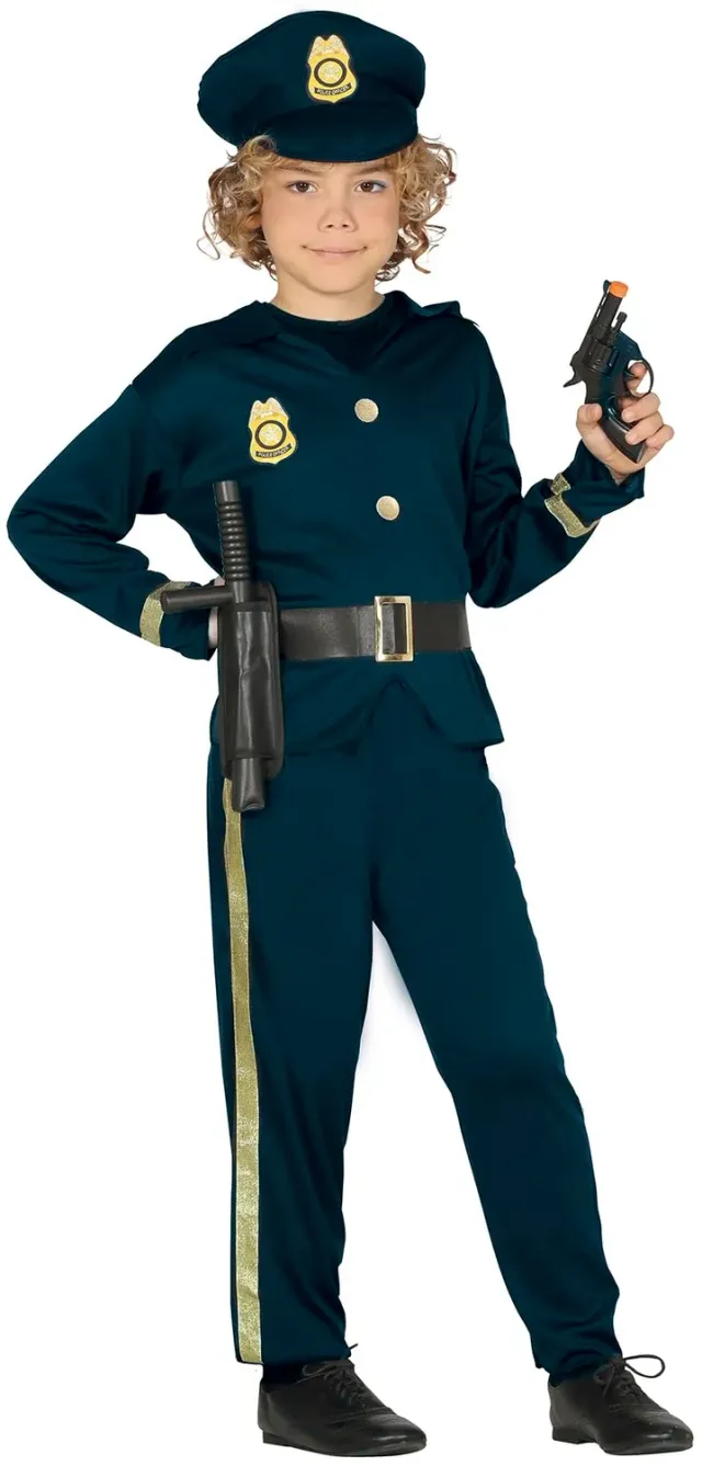 Fiestas Guirca Poliziotto costume bambino blu con cappello