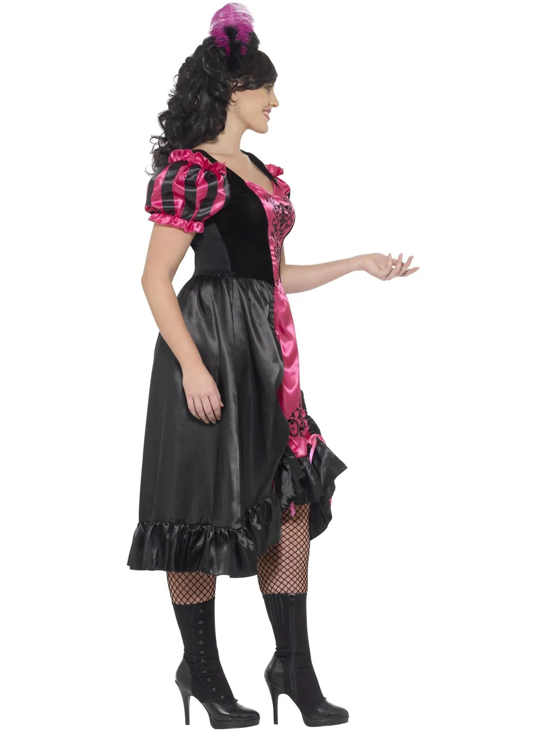 Smiffys Curves Sassy Saloon costume rosa curvy