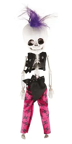 P'tit Clown Papi Punk Scheletro Rosa 40 cm Decorazione
