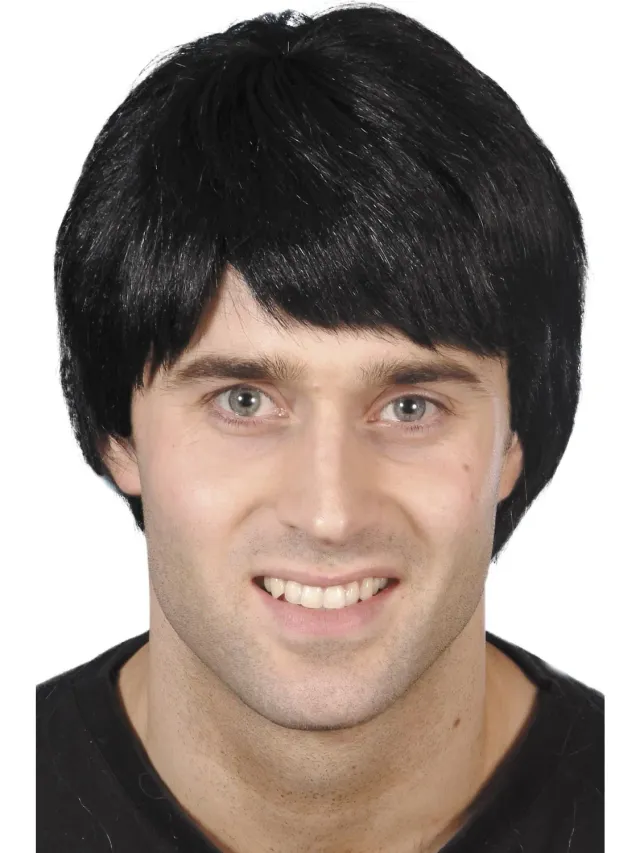 Smiffys Guy Parrucca Uomo Corta Nera Capelli Veri Effetto