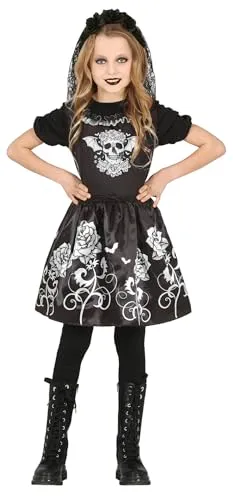 Fiestas Guirca Sposa Gotica con Rose costume bambina nero