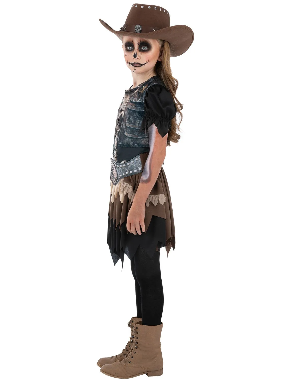 Smiffys Skeleton Cowgirl costume bambina scheletro 4-12 anni