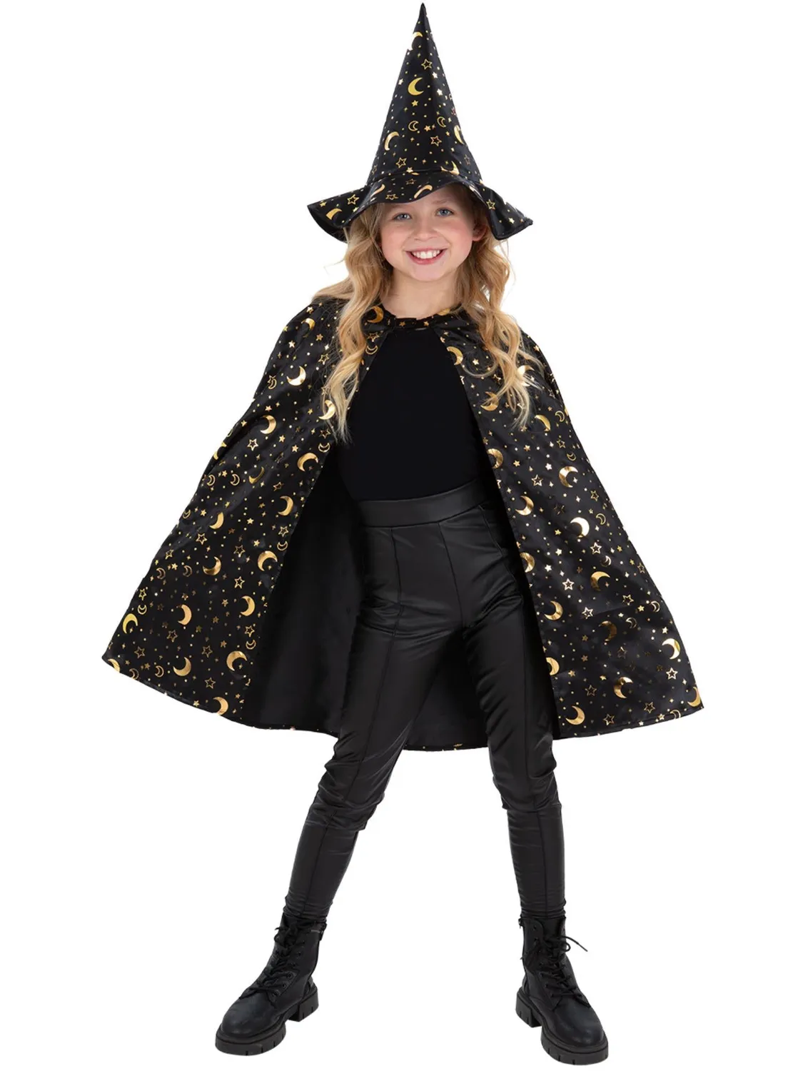 Smiffys Wizard Kit costume mago bambino nero oro