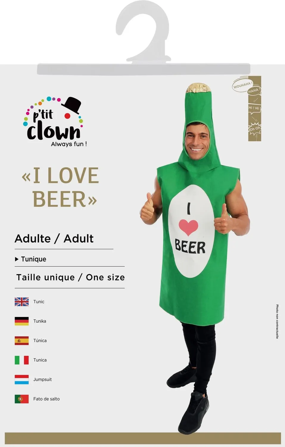 P'tit Clown 42937 Super Binouze costume adulto taglia unica