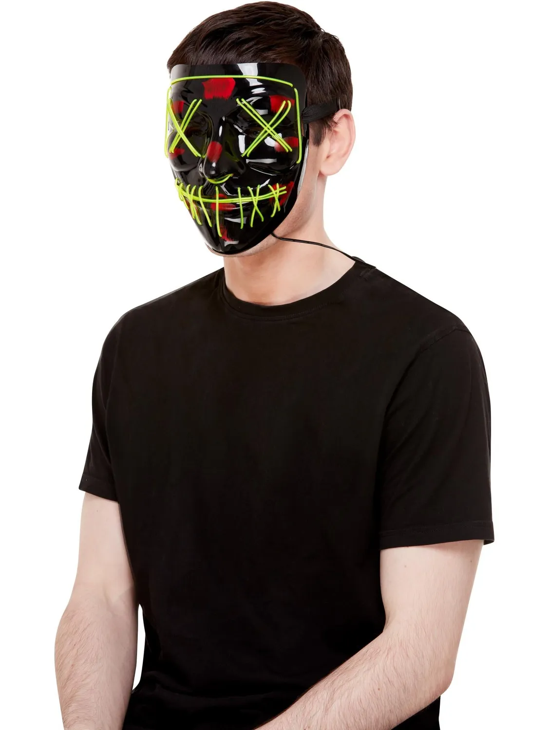 Smiffys Stitch Face Mask maschera luminosa verde neon