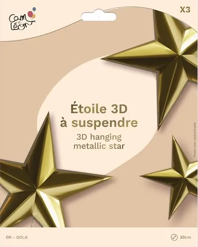 P'tit Clown re22608 Stelle 3D Decorazione Oro 30 cm 3 pz