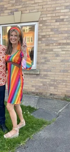 Smiffys Rainbow Hippie costume donna vestito multicolore