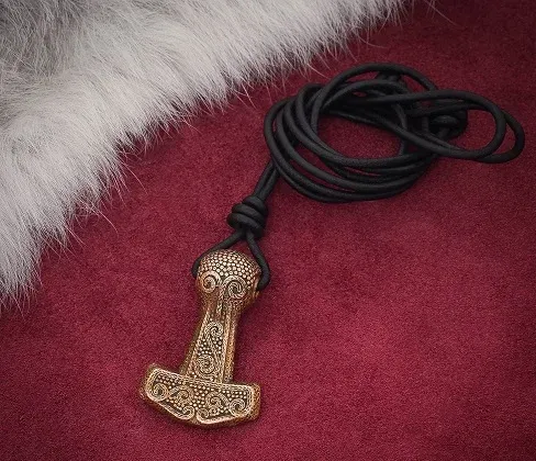 La Bottega di Merlino Mjolnir collana pendente bronzo cordino pelle