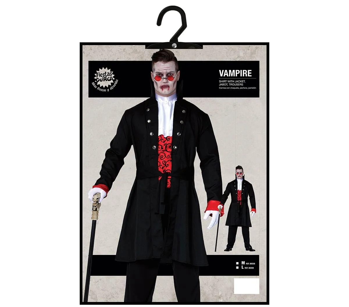 Fiestas Guirca Vampiro Costume Uomo M 48-50 Nero Rosso