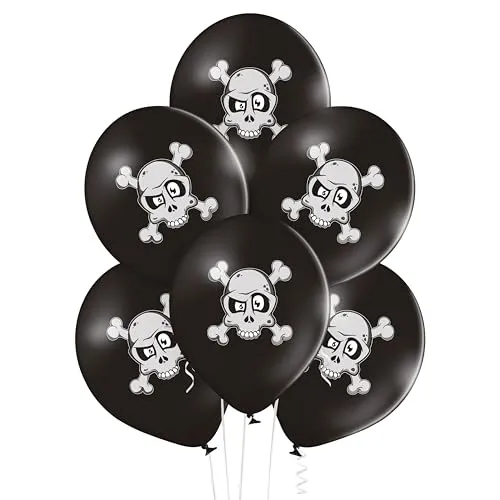 P'tit Clown palloncini teschio e ossa neri 30 cm 8 pezzi