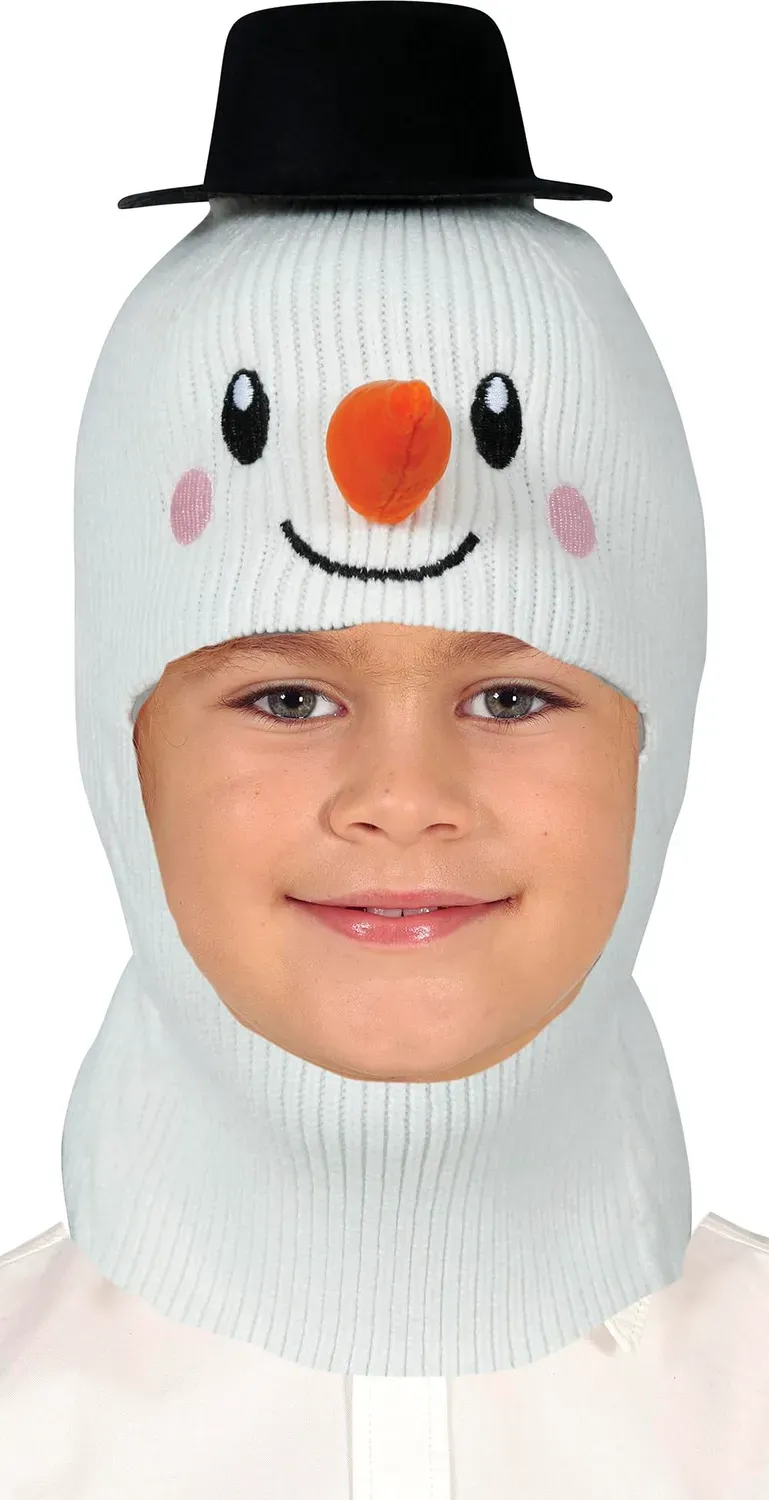Fiestas Guirca cappuccio pupazzo di neve bianco nero costume