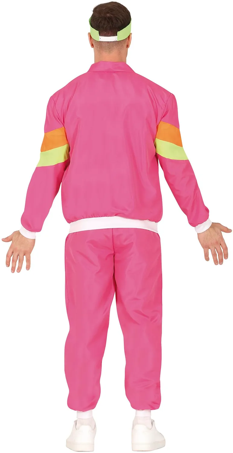 Fiestas Guirca Tuta Righe Rosa Neon costume uomo anni '80