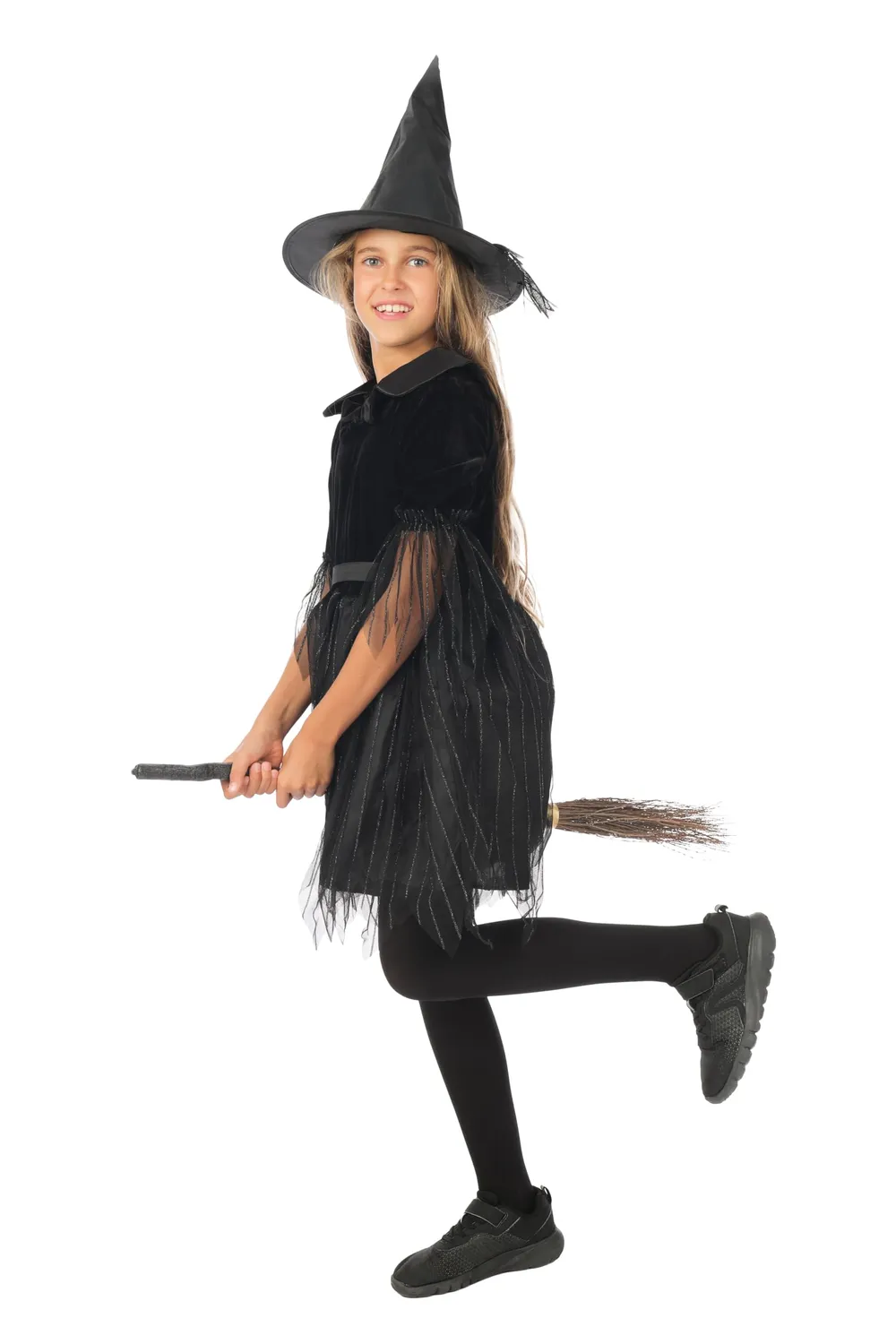 P'tit Clown Strega Nera Costume Bambina 10/12 Anni Velo
