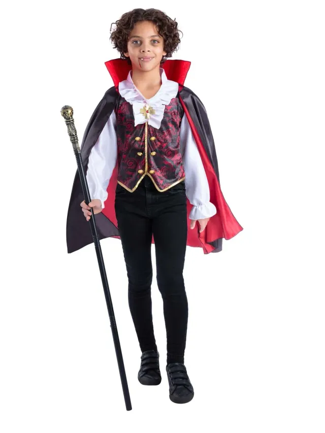 Smiffys Vampire costume bambino nero-rosso con mantello 7-9 anni