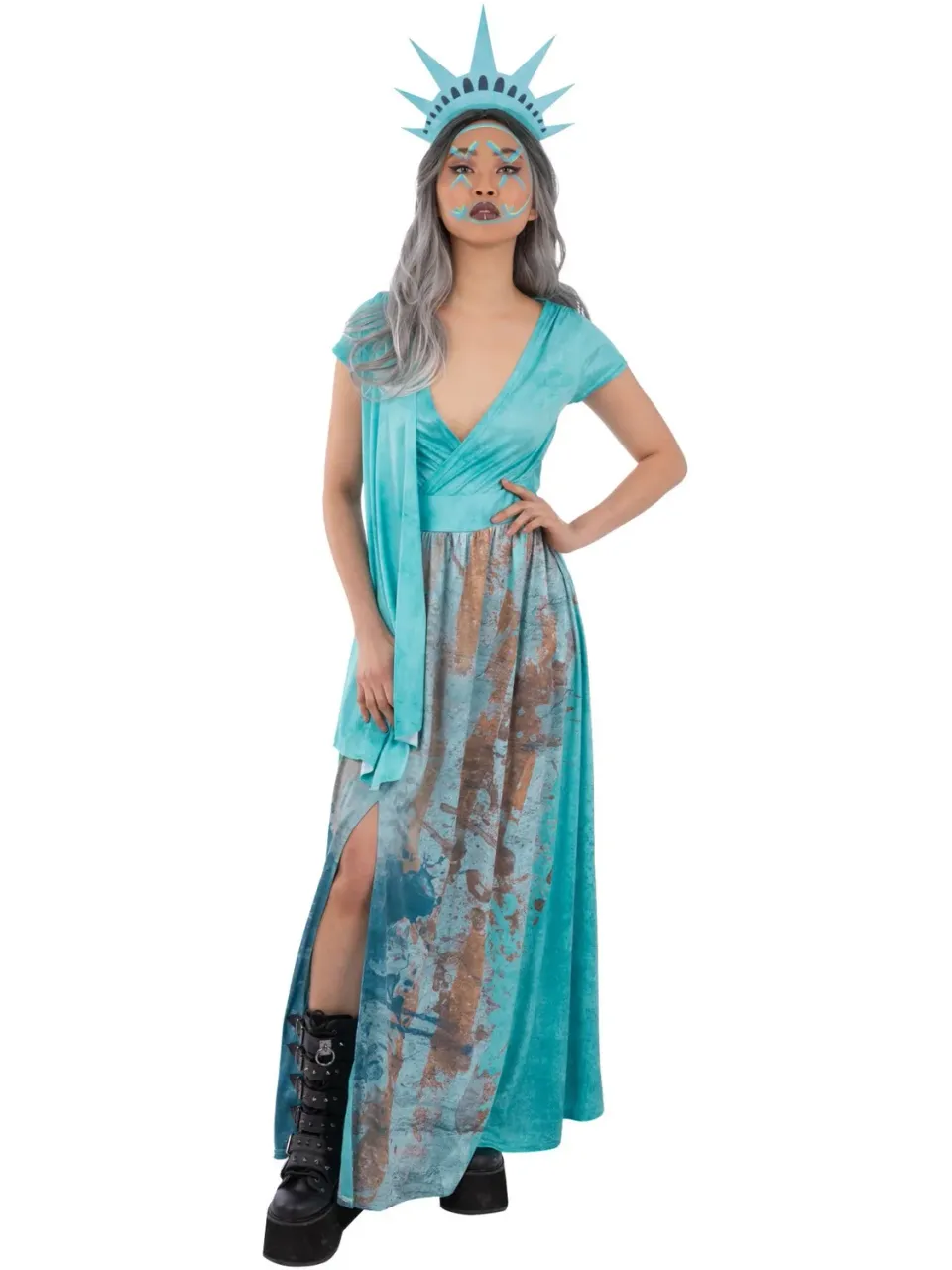 Smiffys Lady Liberty costume donna M 12-14 con abito e corona