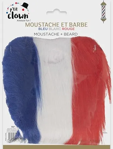 P'tit Clown 18181 Barba Baffi Tricolore Francia Adulto