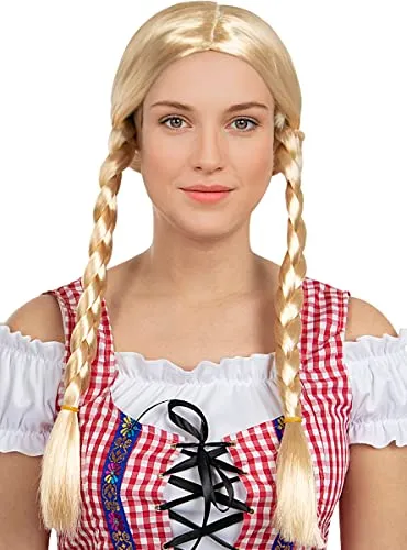 Funidelia Parrucca Oktoberfest Tirolese Gialla Donna Treccine