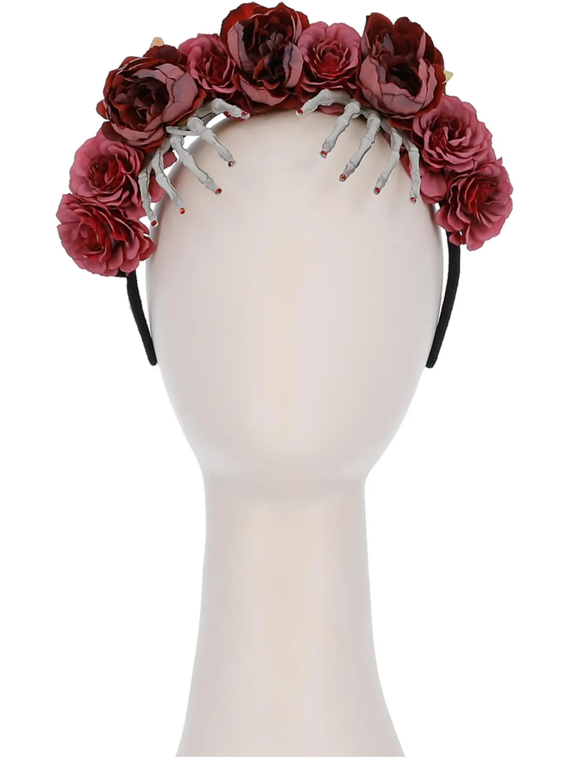Smiffys Red Rose Skeleton Hand cerchietto Halloween donna
