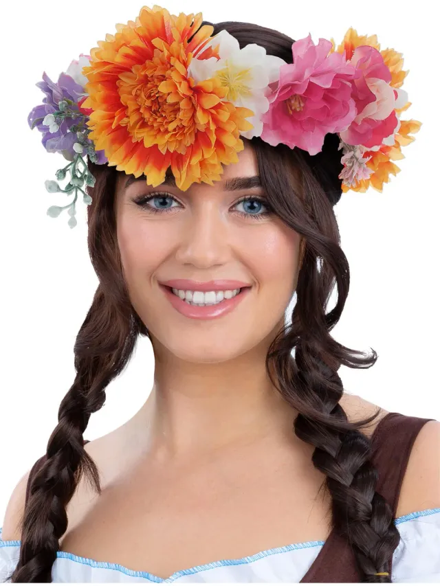 Smiffys Deluxe Mid Summer Bavarian Maiden corona fiori multicolore