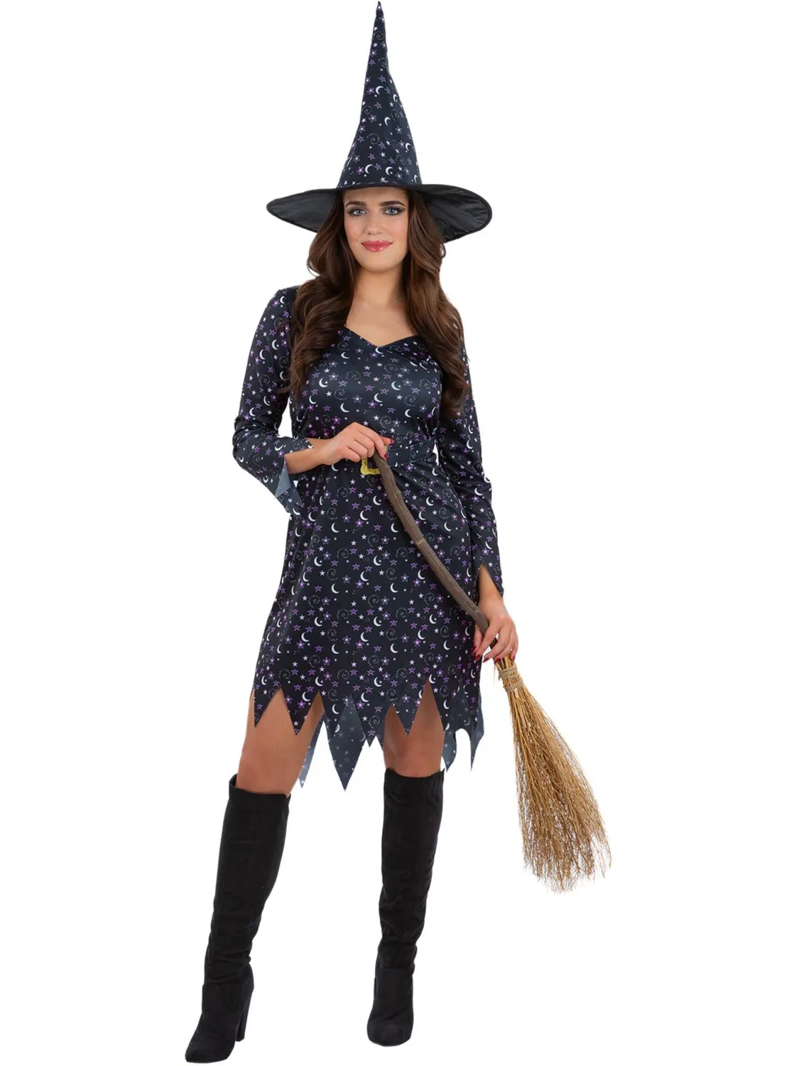 Smiffys Moon Stars costume strega XS nero viola