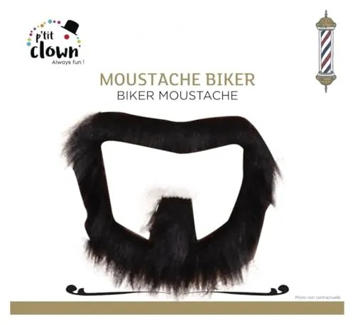 P'tit Clown Baffi Biker Neri Finti Adulto Carnevale