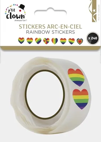 P'tit Clown 23256 Adesivi Cuore Arcobaleno 240 Pezzi Carta