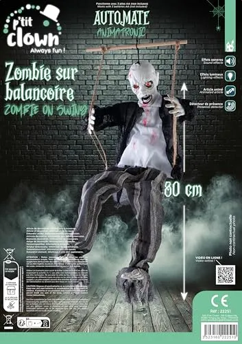 P'tit Clown 22251 zombie altalena animatronic 80 cm