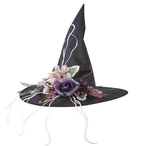P'tit Clown cappello strega Halloween adulto floreale nero