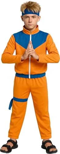 Guirca Costume Ninja Bambino 14-16 Anni Arancione Blu