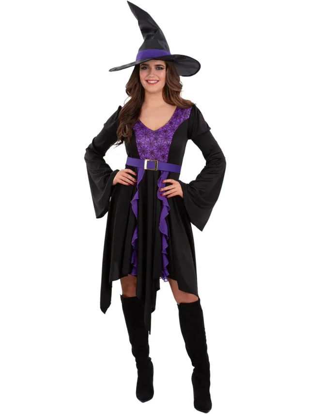 Smiffys Practical Spell costume strega S nero viola