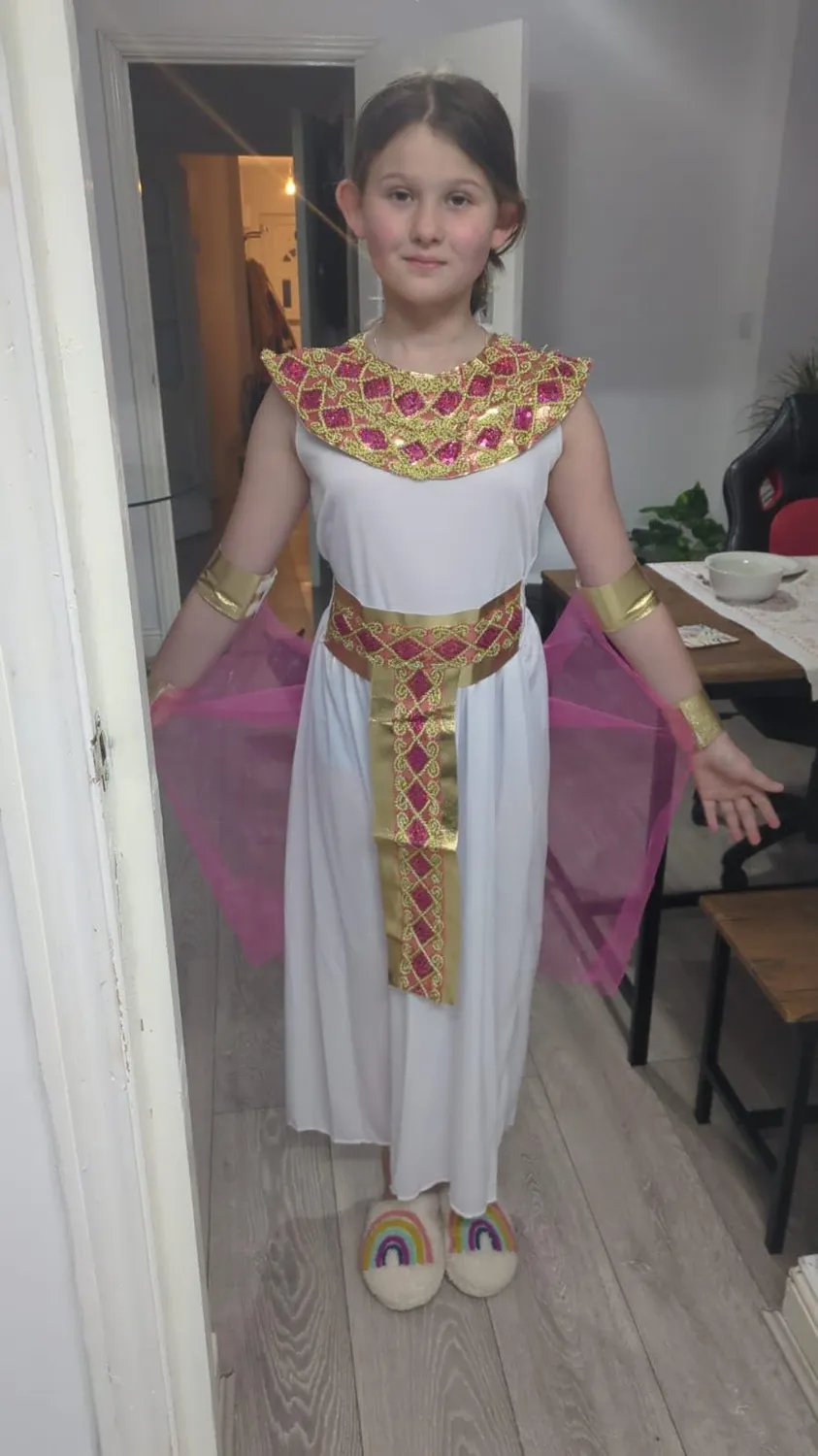 Guirca Egiziana costume bambina 10-12 anni bianco oro