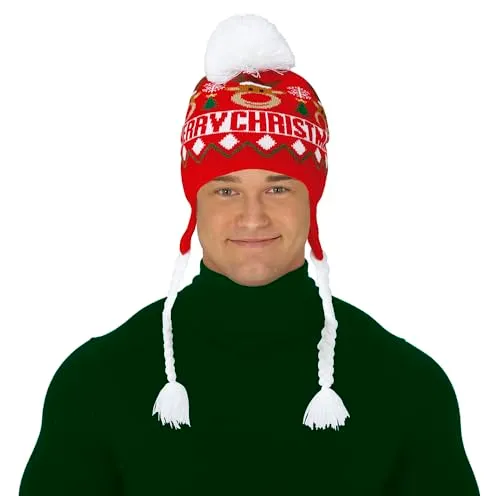 Fiestas Guirca cappello renna rosso Merry Christmas costume