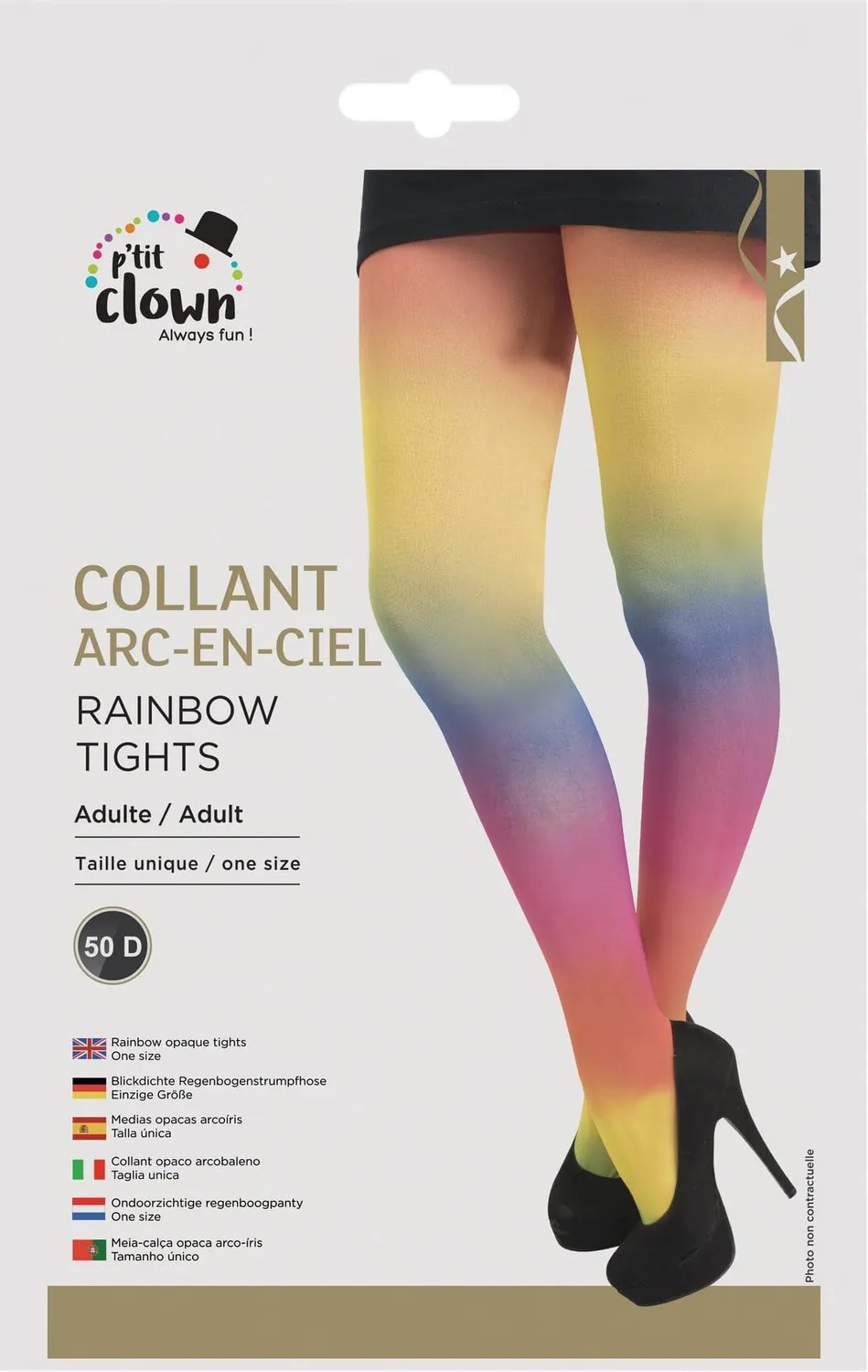 P'tit Clown 74417 Collant Opaco Arcobaleno Taglia Unica