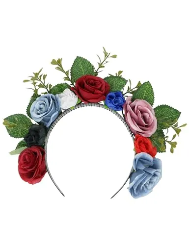 Guirca Diadema Fiori e Foglie Cerchietto Floreale
