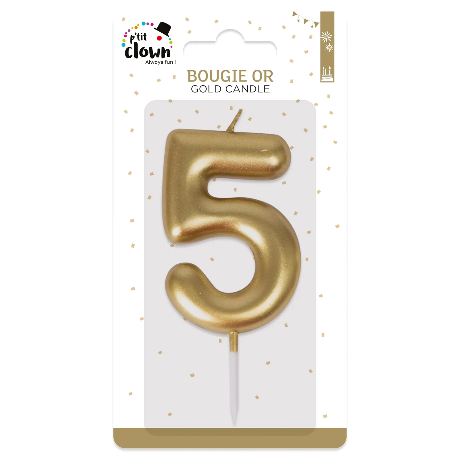 P'tit Clown 23935 candela compleanno oro numero 5