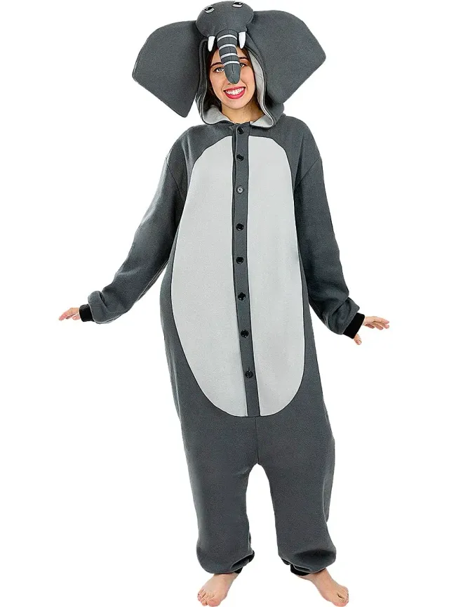 Funidelia Onesie Costume Elefante Adulto L-XL Grigio