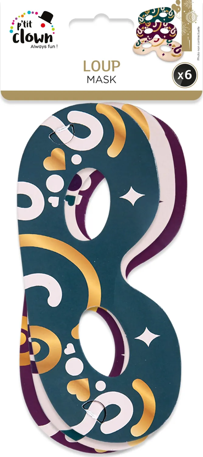 P'tit Clown 23451 Maschera lupo carta 6 pezzi