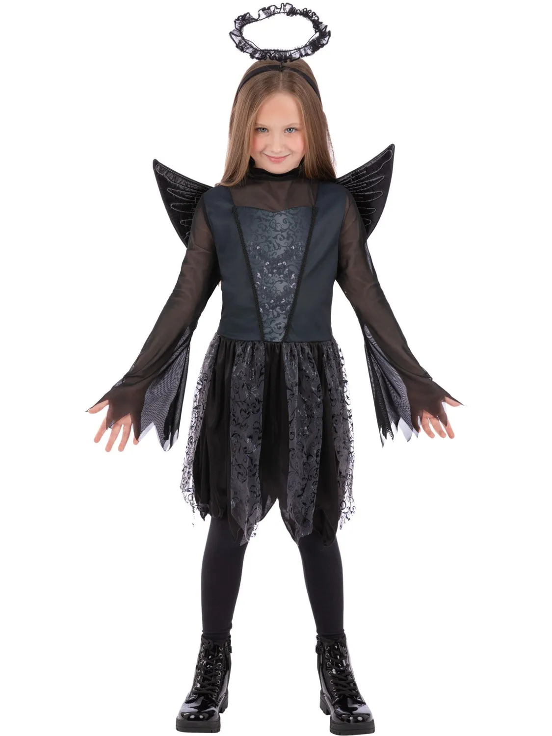 Smiffys Dark Angel costume bambina nero 10-12 anni