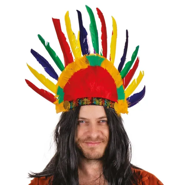 P'tit Clown 18670 Copricapo Indiano 14 Piume Multicolore
