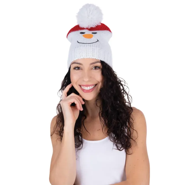 P'tit Clown Re22782 berretto Natale pupazzo neve bianco