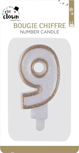 P'tit Clown 21199 candelina numero 9 oro glitter