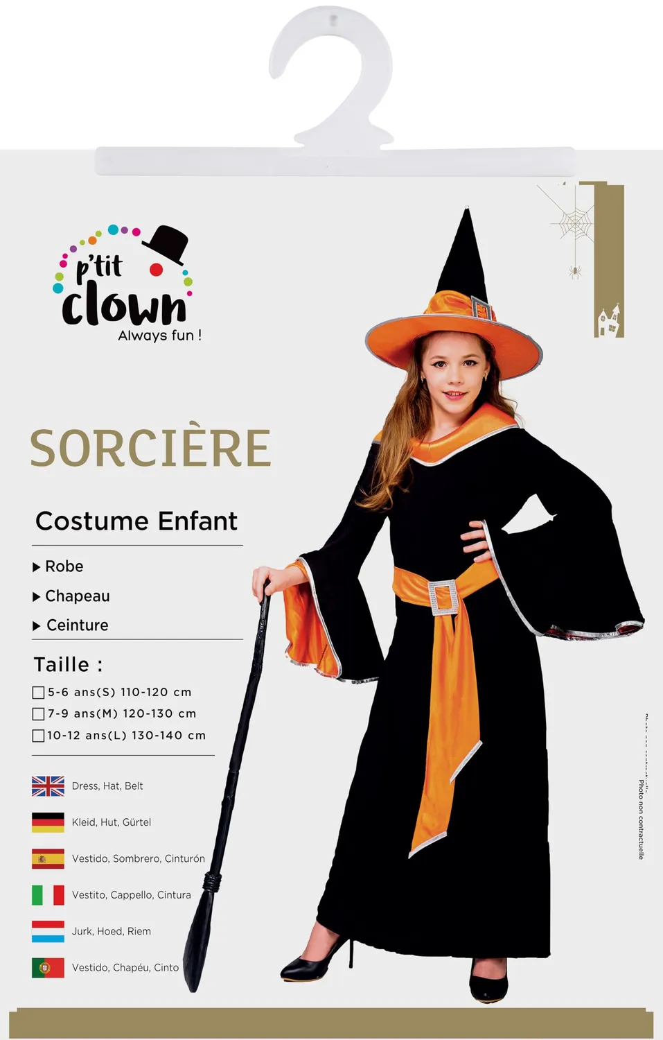 P'tit Clown Strega costume bambina nero 10/12 anni