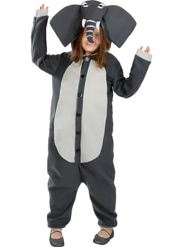 Funidelia Elefante onesie costume bambino 7-9 anni grigio
