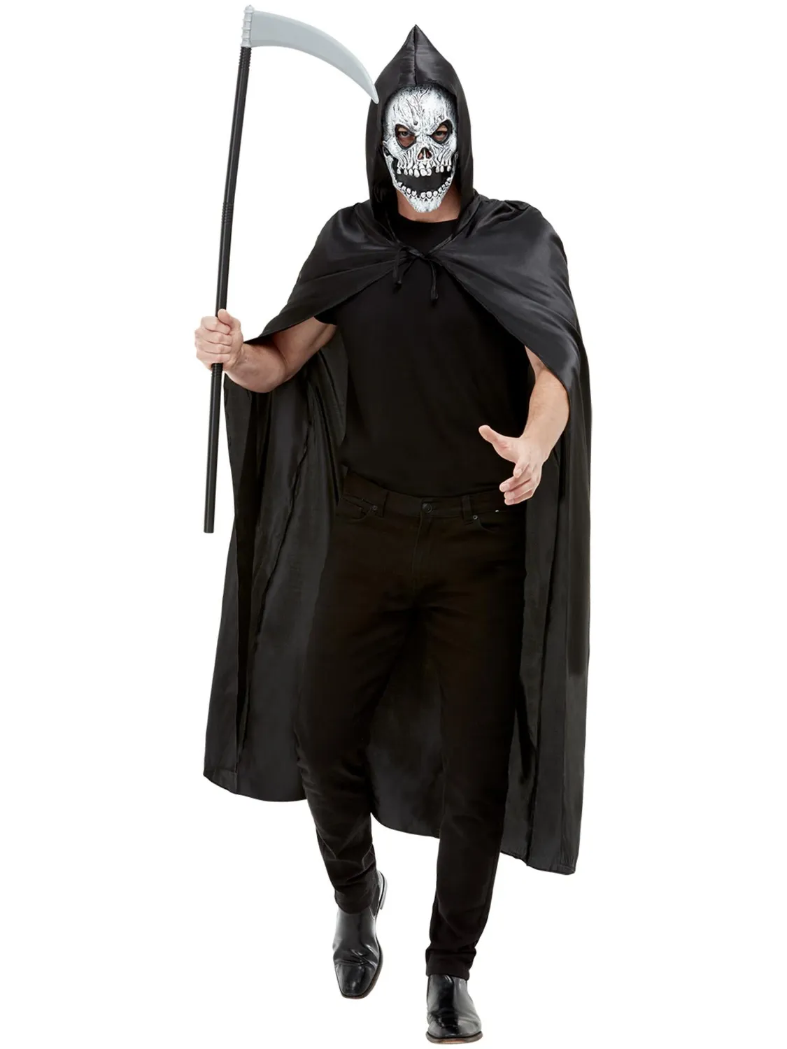 Smiffys Grim Reaper Kit costume nero con mantello maschera